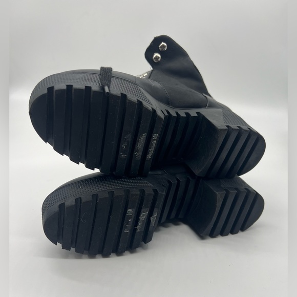 Black unisex size 4 combat boots leather, vinyl and suede - Picture 8 of 13